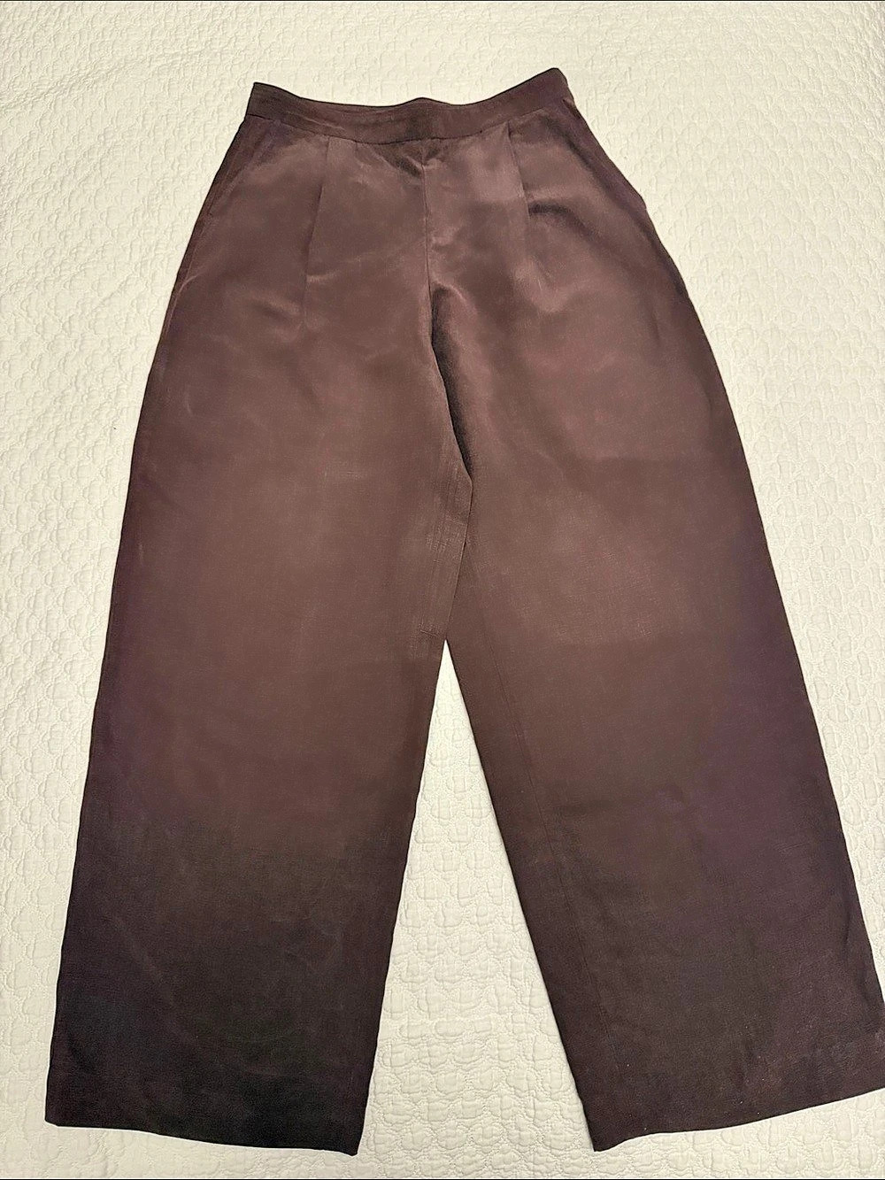 Massimo Dutti Wide Leg Trousers Burgundy Size 4 Like New